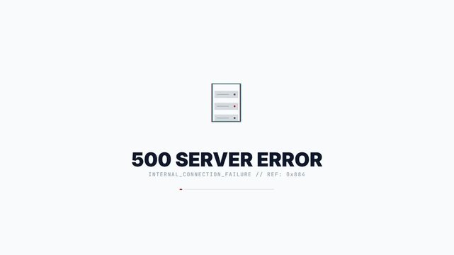 500 Internal Server Error Message with Digital Server Icon on White Background