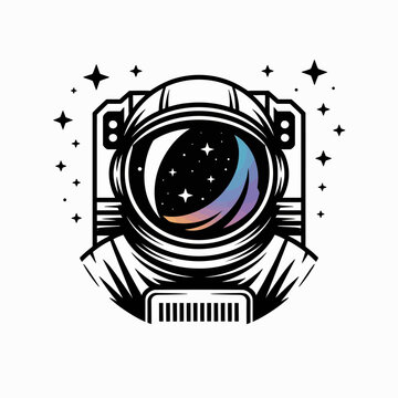 futuristic astronaut helmet with cosmic galaxy reflection in space exploration theme