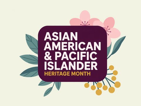 Asian american and pacific islander heritage month greeting card design with floral illustration