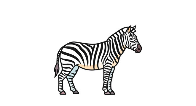 Zebra standing in profile view.