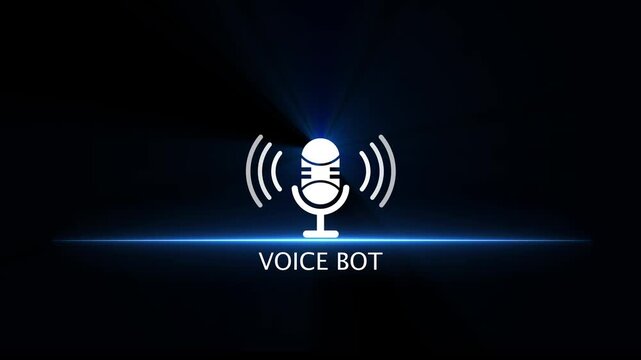 White microphone icon with sound waves and text VOICEBOT