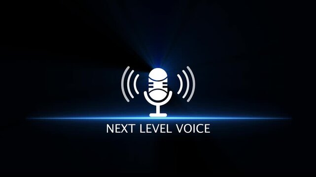 White microphone icon with sound waves and text NEXTLEVELVOICE