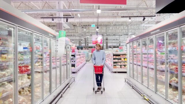 Choosing food from shelf at the supermarket,vegetables in the grocery section, Grocery stores 