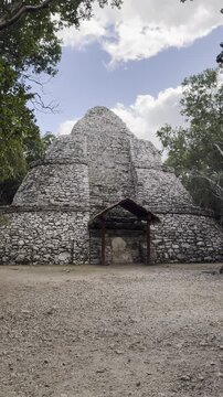 Approaching the ancient mayan pyramids in coba, mexico. Ceib&eacute;