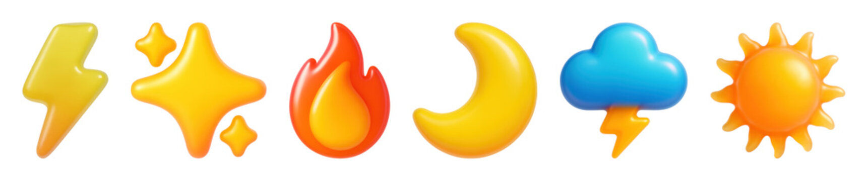 PNG Colorful weather-themed emoji icons on transparent background