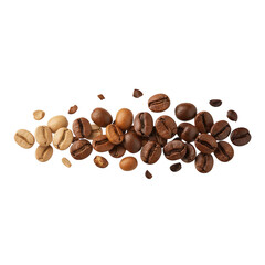 Naklejka premium Roasted coffee beans with gradient color transition isolated on a transparent background