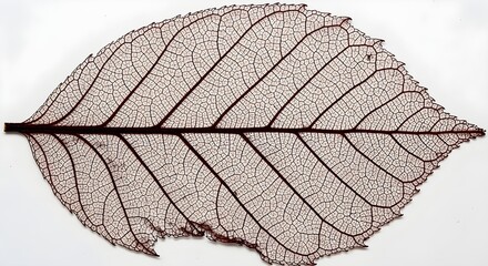 Obraz premium Intricate Alnus Leaf Skeleton with Densely Packed Veins Showcasing Natural Structure