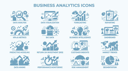 Fototapeta premium Business analytics icons and symbols.