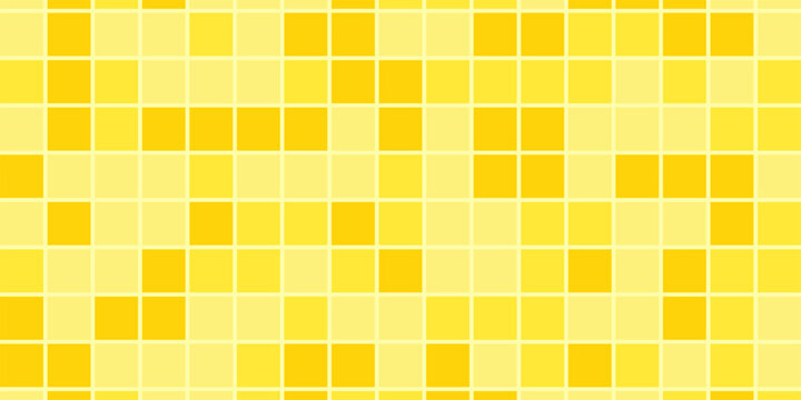 Bright geometric bathroom pattern with small square mosaic tiles in various shades of yellow