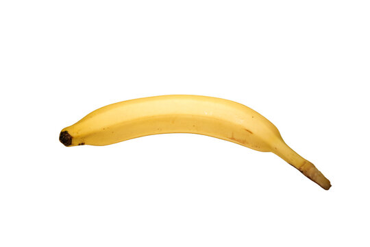 Pl&aacute;tano amarillo maduro entero aislado sobre fondo transparente.