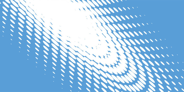 Abstract White Elliptic Halftone Dots Pattern on Light Blue Background