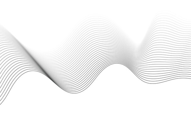 Abstract Elegant Flowing White Waves, Smooth Black and White Wavy Lines Pattern, Modern Minimalist Digital Background 