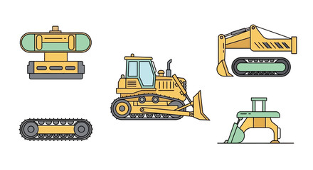 Heavy construction equipment bulldozer and excavator. © Meta