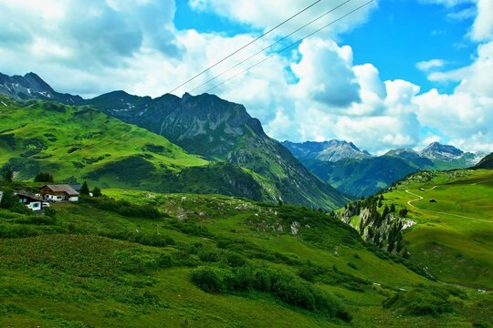 Austrian Alps - view from the trail near Trittalp to the village of Z&uuml;rs in the Lechtal Alps