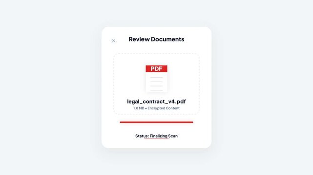 Digital Document Progress Bar Scanning PDF File Interface on White Background
