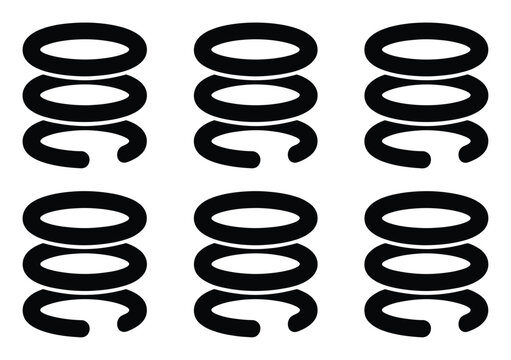 Six identical black spring coils arranged in a 2x3 grid on a white background