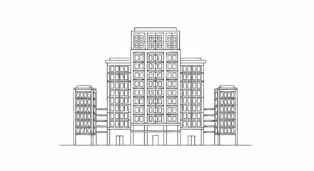 Fototapeta premium Detailed architectural drawing of a grand classical building facade.