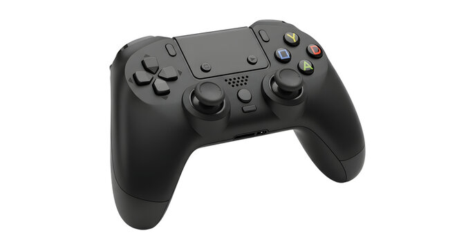 Isolated black playstation 5 dualsense controller on transparent background gaming peripheral showcase