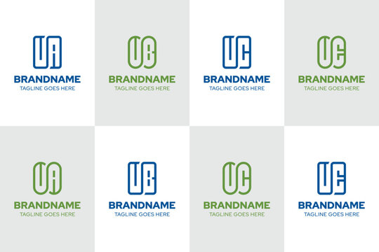 Letters UA UB UC UE Monoline Logo Set, symbolizing clarity, simplicity, and modern identity