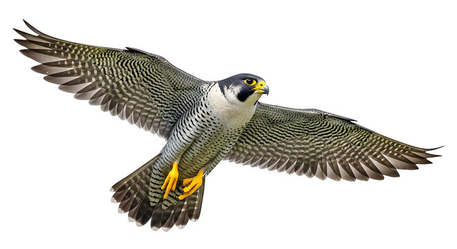 A peregrine falcon in flight isolated on transparent background