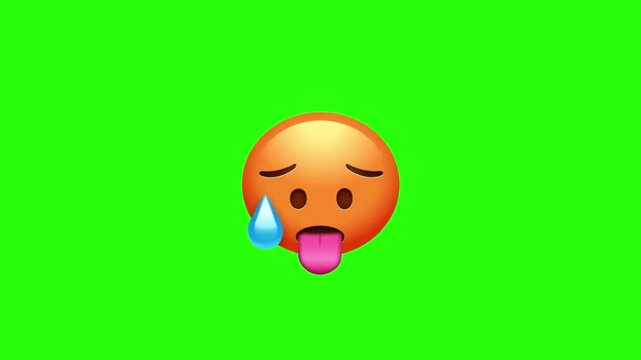 Hot, fever face emoji, 3d emoticon animation, Alpha channel, Transparent video