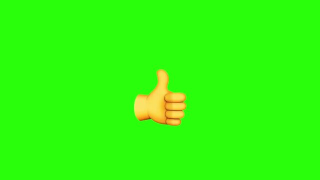 Thumbs up hand emoji on green screen animation