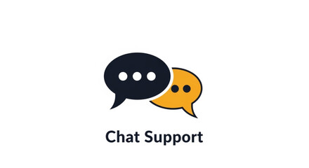 Obraz premium A minimalist vector graphic of chat support icon with speech bubbles