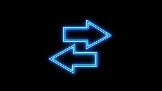 Modern neon-style looping animation of glowing arrows moving horizontally left and right, representing smooth scrolling and navigation, with vibrant light effects on a dark background.