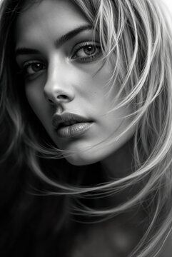 black and white portrait of a woman