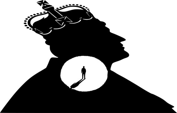 Megalomania Silhouette Giant Shadow King Crown Ego Distorted Self Image Psychology Vector