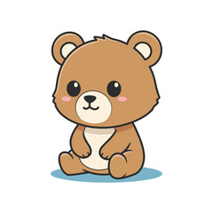 Fototapeta premium Cute cartoon brown teddy bear sitting with a sweet and friendly expression, perfect for children's designs