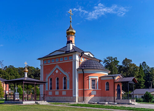 All saints church, years of construction 1861&mdash;1864, restored in 2003. Introduction to the Temple monastery also known as Optina Pustyn, Russia