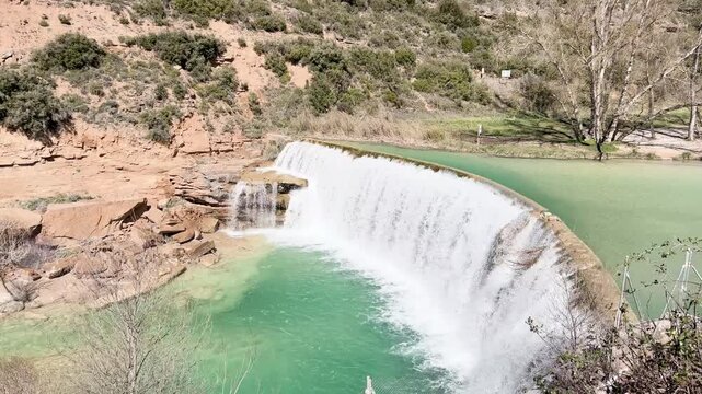 Scenic Salto del Bierge waterfall in Aragon, Spain