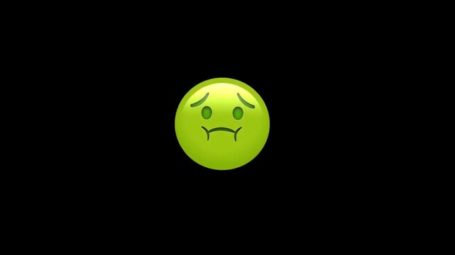 Sick emoji feeling nauseous on black background
