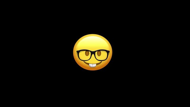 Smiling nerd emoji on black background
