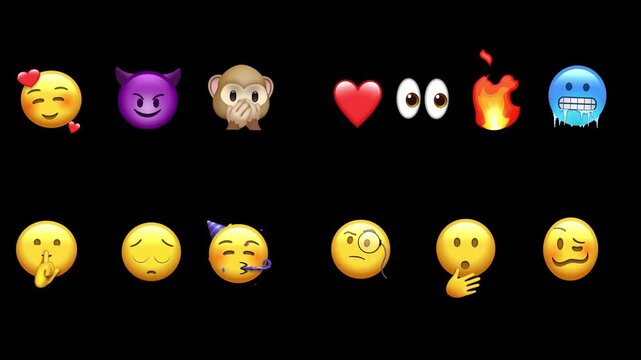 Animated Emojis Set with Expressive Faces in Motion Graphics