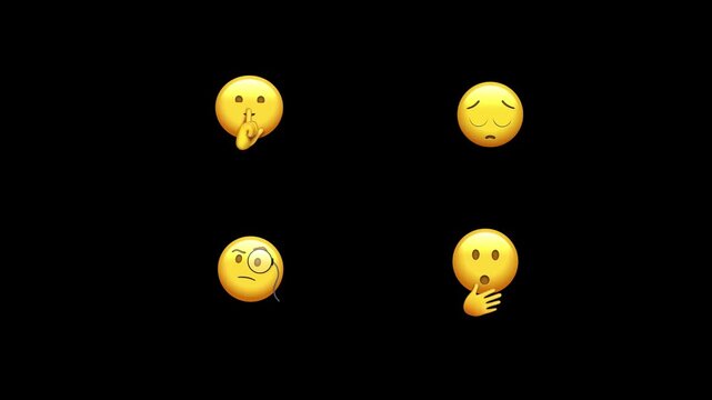 Four different emoji reactions in an animated composition