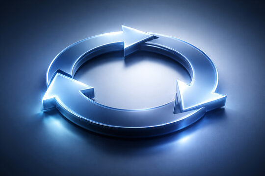 3D Circular Arrows Loop Symbol Representing Process and Cycle