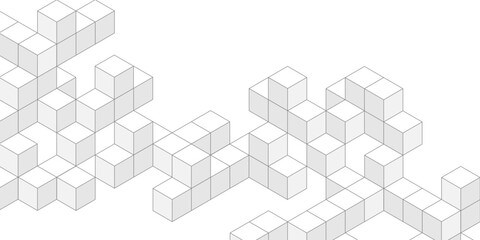 Fototapeta premium White background from cubes and lines. Linear geometric drawing. Abstraction,Vector illustration.
