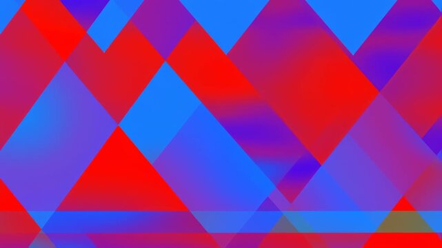 Abstract geometric pattern with vibrant overlapping triangles in shades of red, blue, and purple
