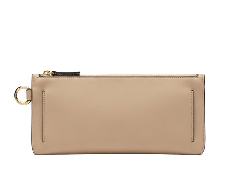 Minimalist tan leather cardholder wallet isolated on transparent background