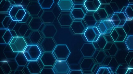 Fototapeta premium Futuristic 3D honeycomb structure in sci-fi style with glowing blue colors representing blockchain and secure data storage