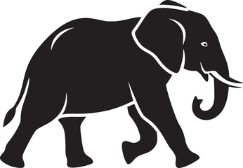 Fototapeta premium Stylized silhouette of an african elephant walking with large animal with flat design graphic resource animal kingdom wild