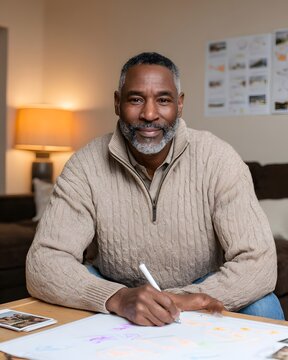 Counselor draws a genogram while helping a client understand family dynamics
