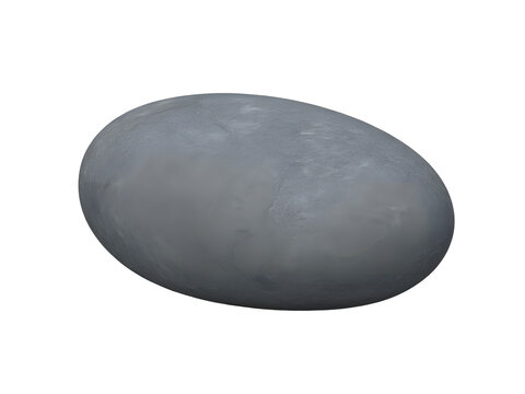 Smooth Grey River Pebble Isolated on Black Background, Minimalist Oval Stone for Zen Spa Wellness and Nature Design, Polished Slate Rock Texture, Macro Detail of Round Cobble, Clean Natural Element.