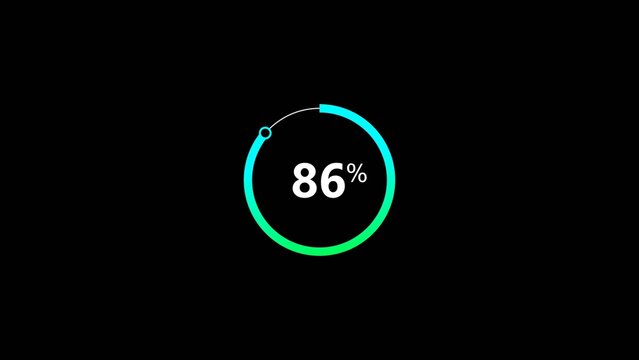 86% Progress Percentage Circular Infographic, 4k Illustration.