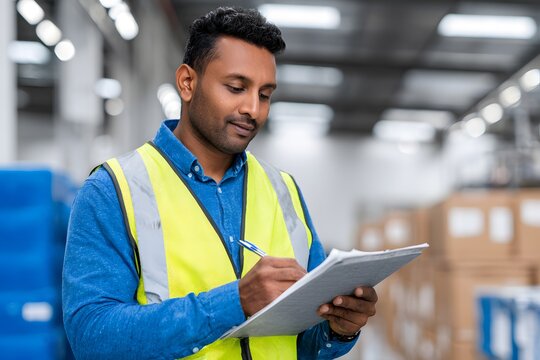 Quality control engineer conducts audit of supplier processes and notes details