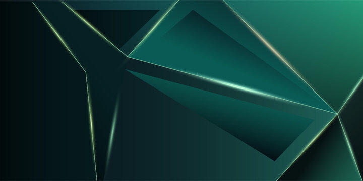 Abstract Green Light Background. Polygonal Elegance and Frame Background Designs