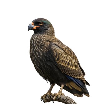 New Zealand falcon bird on branch isolated