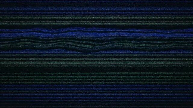 This captures a stunning visual representation of technical difficulties and error screens, with vibrant blue and green code streaming down a dark screen, creating a mesmerizing digital landscape.